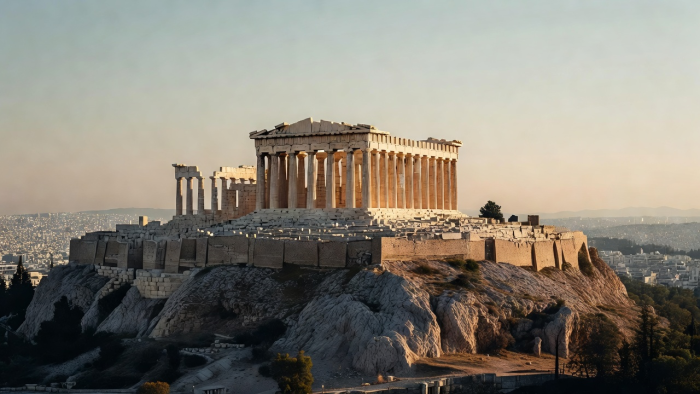 Athens Acropolis ancient Parthenon ruins on hill