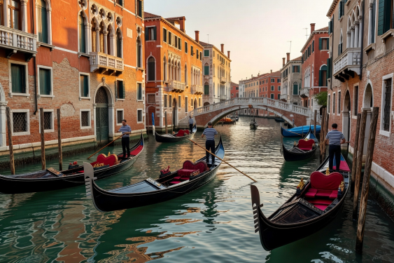 Venice Grand Canal historic port city with gondolas